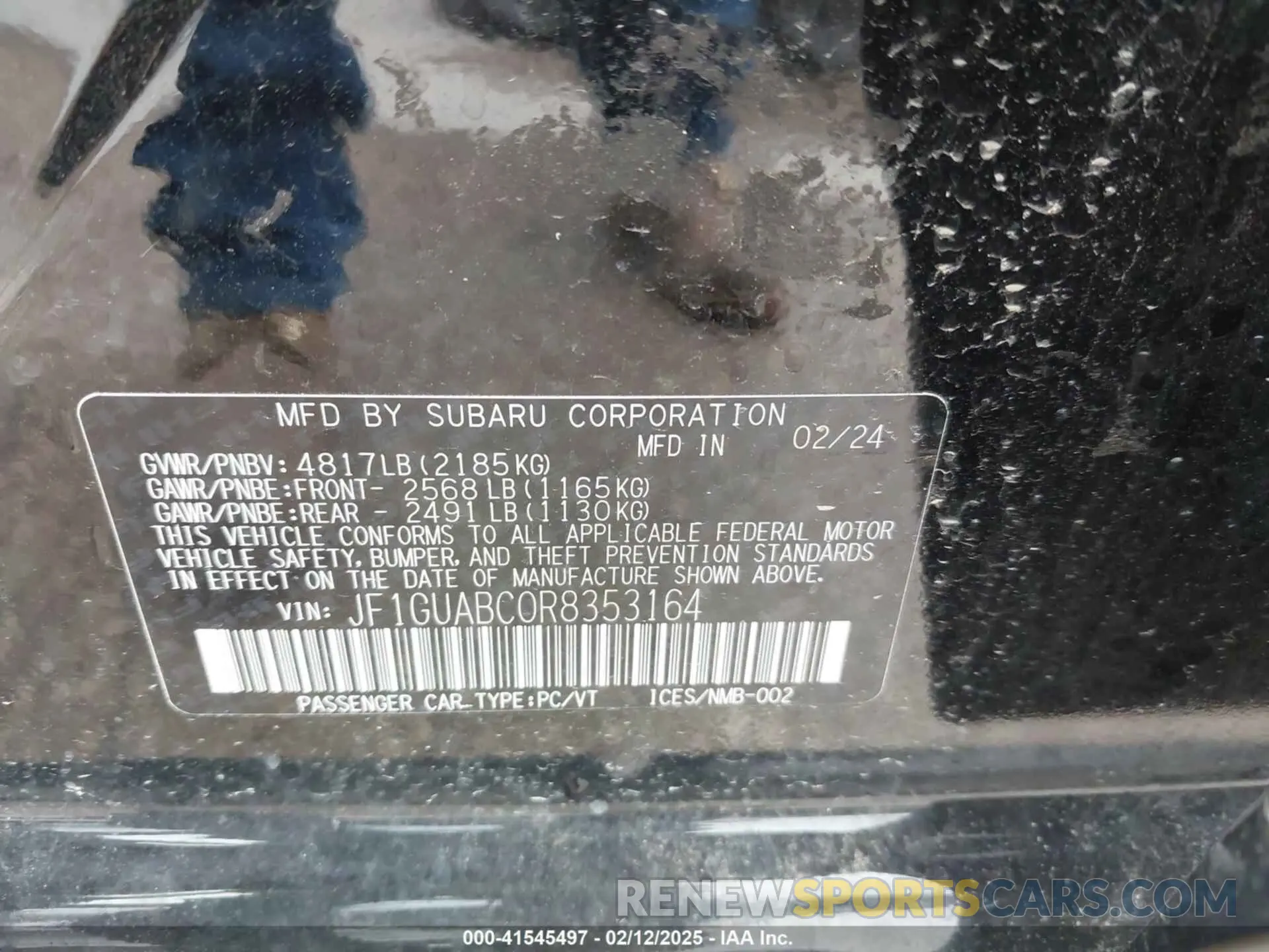 9 Photograph of a damaged car JF1GUABC0R8353164 SUBARU IMPREZA 2024