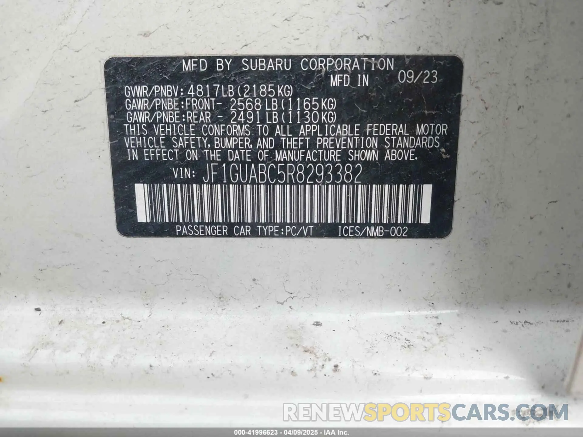 9 Фотография поврежденного автомобиля JF1GUABC5R8293382 SUBARU IMPREZA 2024
