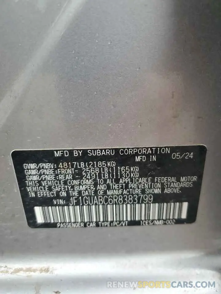 12 Фотография поврежденного автомобиля JF1GUABC6R8383799 SUBARU IMPREZA 2024