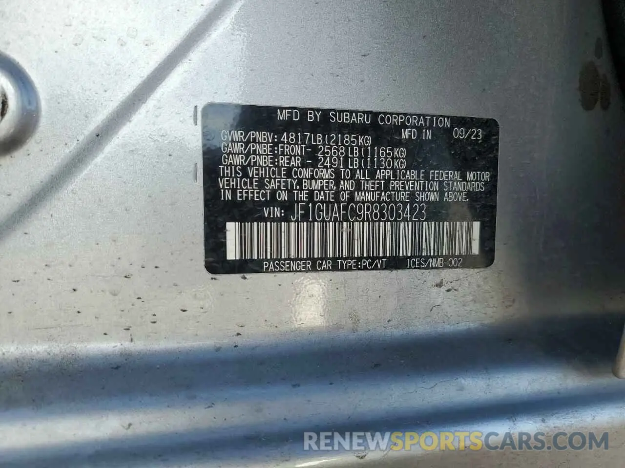 13 Photograph of a damaged car JF1GUAFC9R8303423 SUBARU IMPREZA 2024