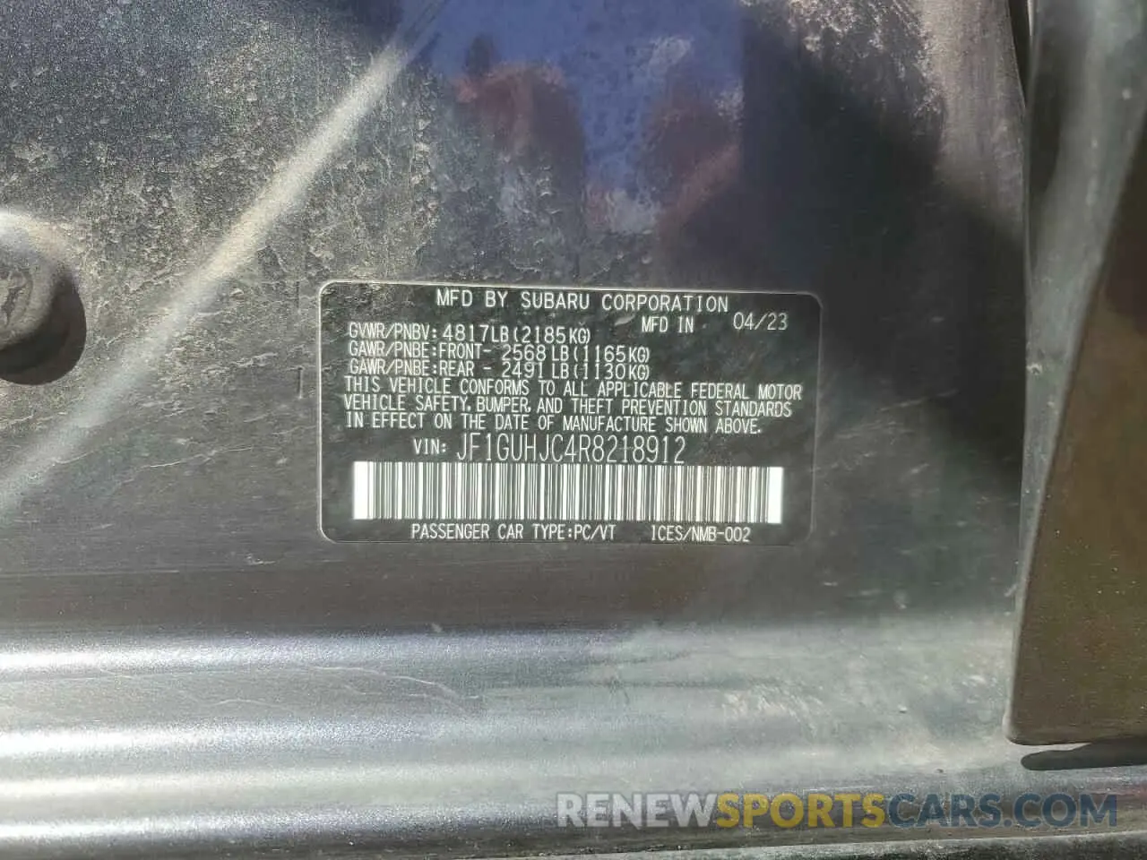 12 Фотография поврежденного автомобиля JF1GUHJC4R8218912 SUBARU IMPREZA 2024