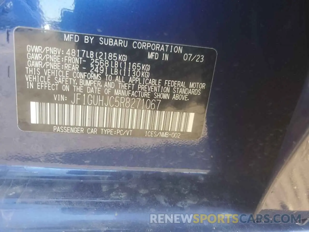 13 Фотография поврежденного автомобиля JF1GUHJC5R8271067 SUBARU IMPREZA 2024