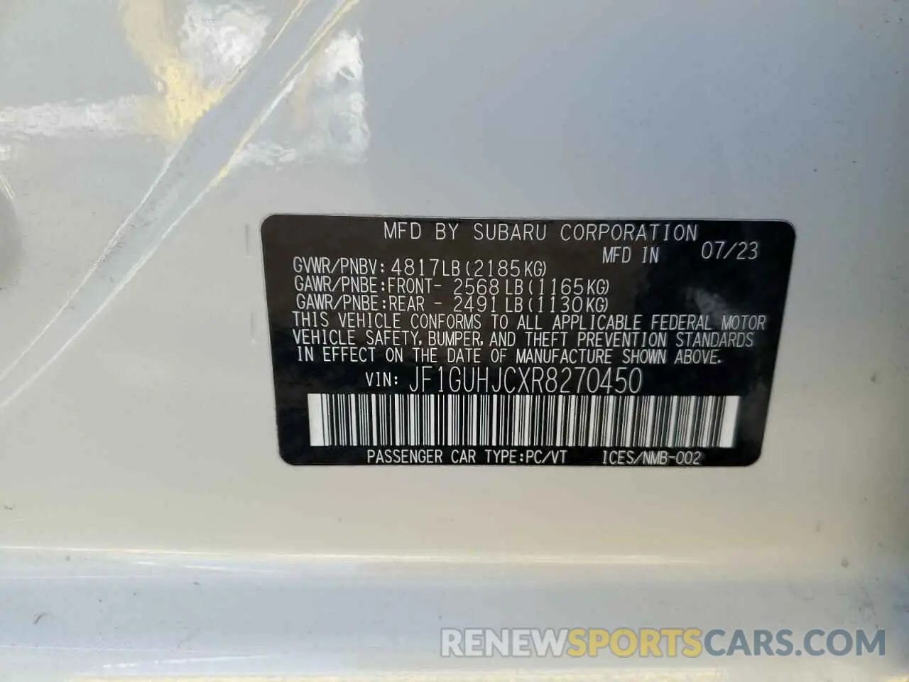 13 Photograph of a damaged car JF1GUHJCXR8270450 SUBARU IMPREZA 2024