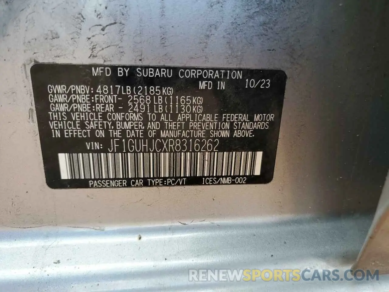 13 Photograph of a damaged car JF1GUHJCXR8316262 SUBARU IMPREZA 2024