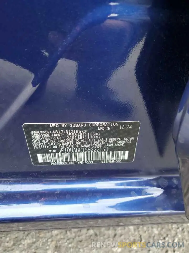 12 Photograph of a damaged car JF1GUABC1S8222153 SUBARU IMPREZA 2025