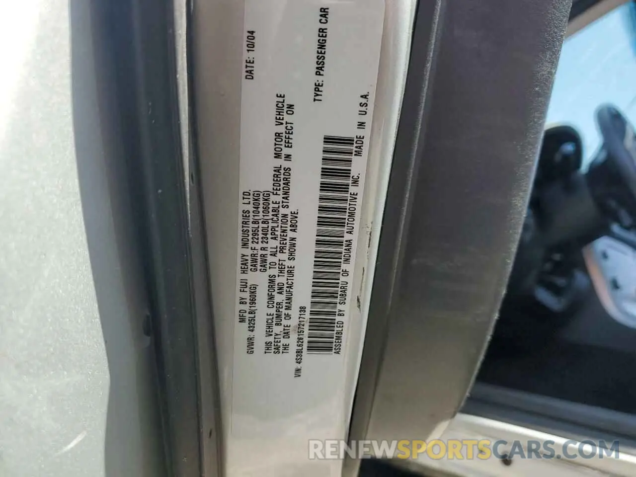 12 Фотография поврежденного автомобиля 4S3BL626157217138 SUBARU LEGACY 2020