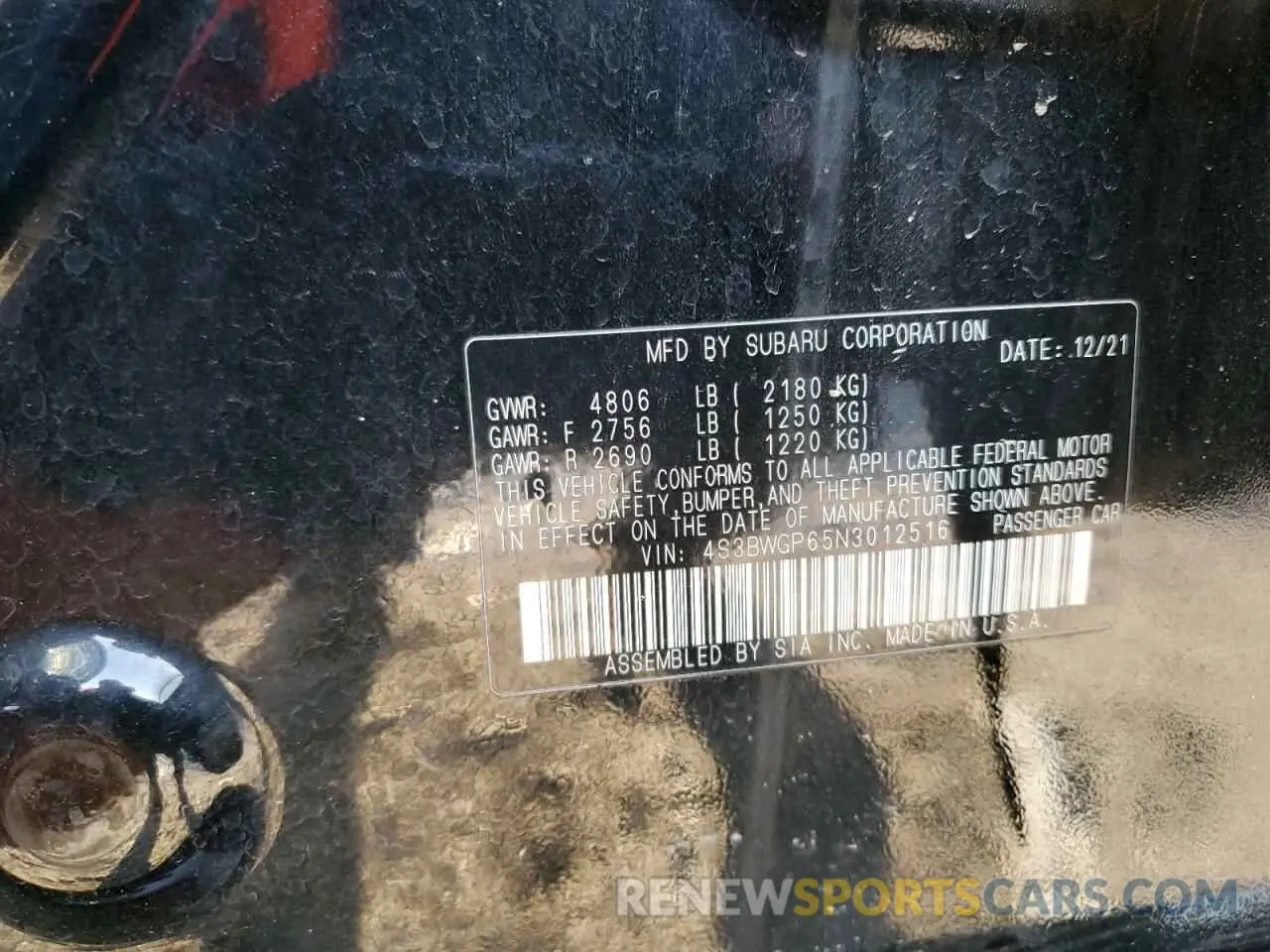 14 Фотография поврежденного автомобиля 4S3BWGP65N3012516 SUBARU LEGACY 2022