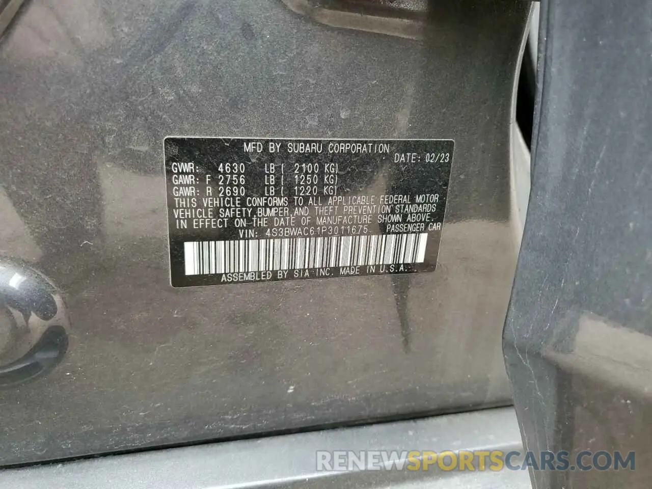 14 Фотография поврежденного автомобиля 4S3BWAC61P3011675 SUBARU LEGACY 2023
