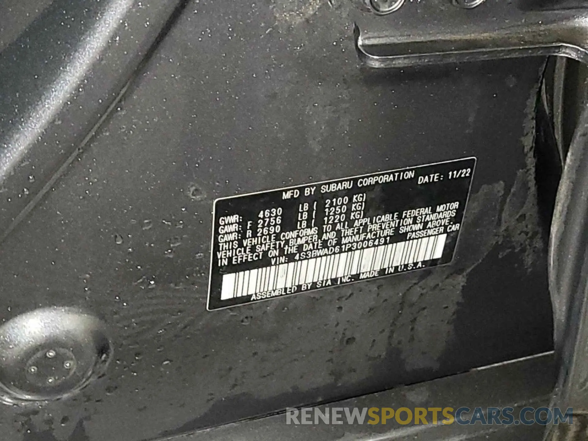 22 Фотография поврежденного автомобиля 4S3BWAD61P3006491 SUBARU LEGACY 2023