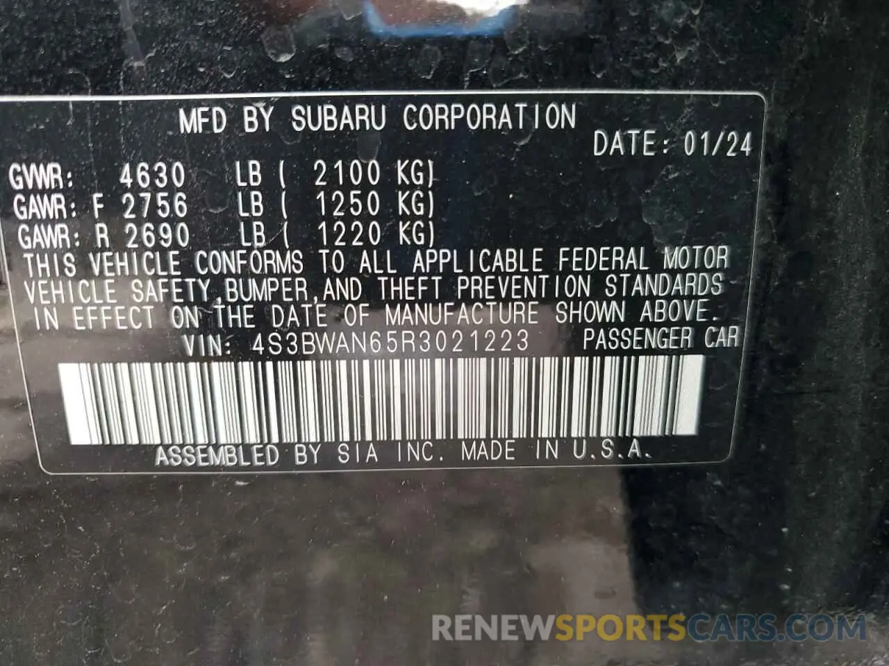 13 Фотография поврежденного автомобиля 4S3BWAN65R3021223 SUBARU LEGACY 2024