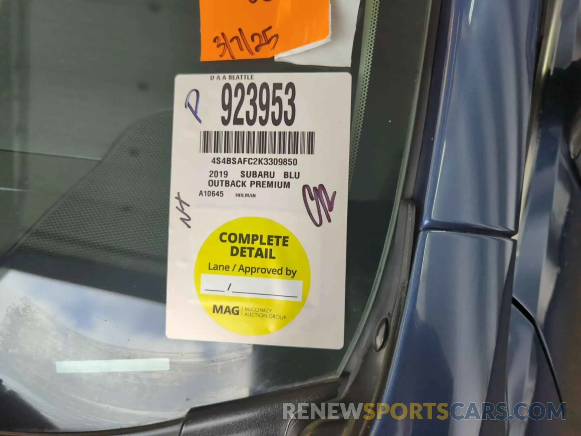 10 Photograph of a damaged car 4S4BSAFC2K3309850 SUBARU OUTBACK 2019