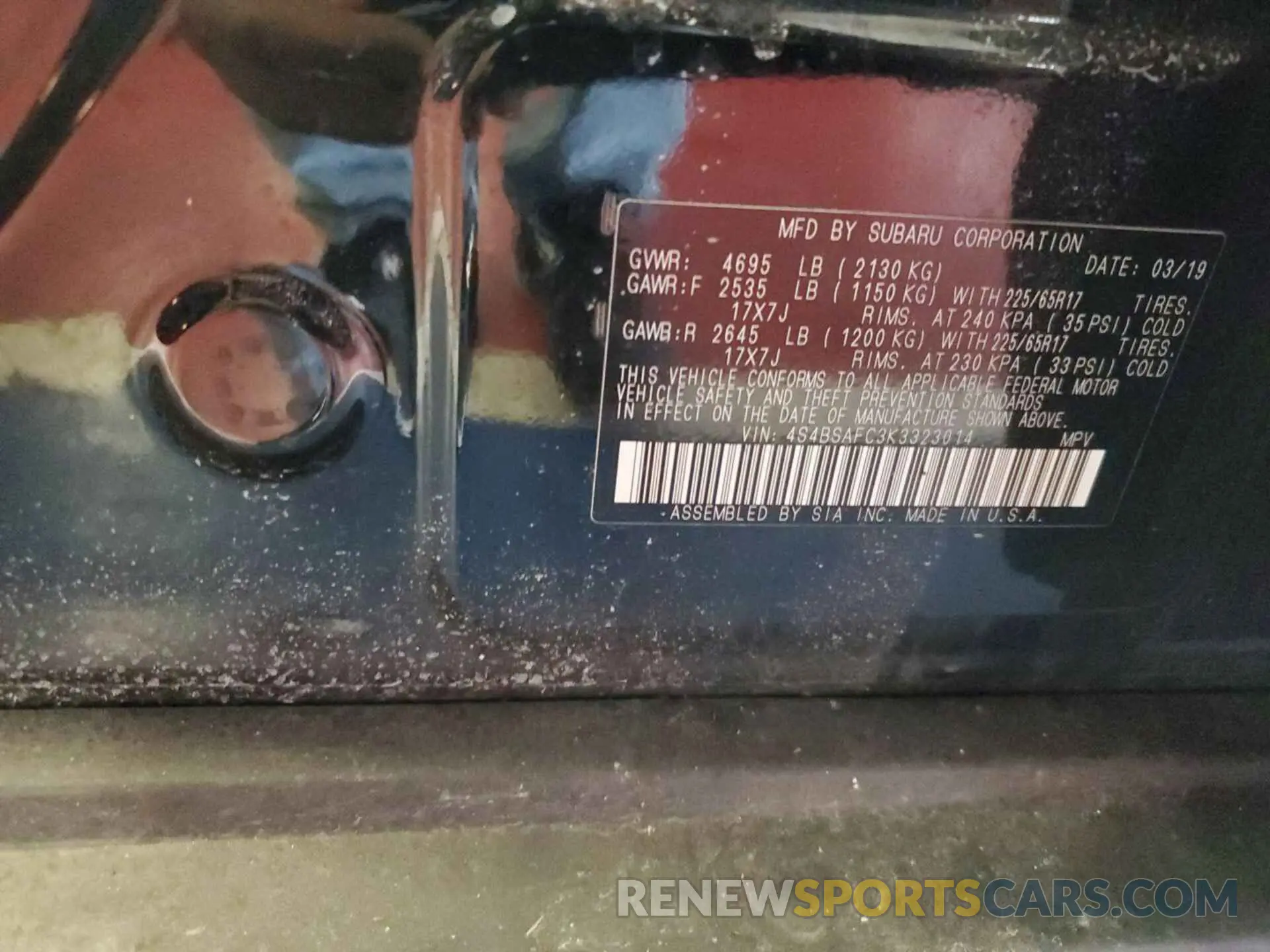 30 Photograph of a damaged car 4S4BSAFC3K3323014 SUBARU OUTBACK 2019