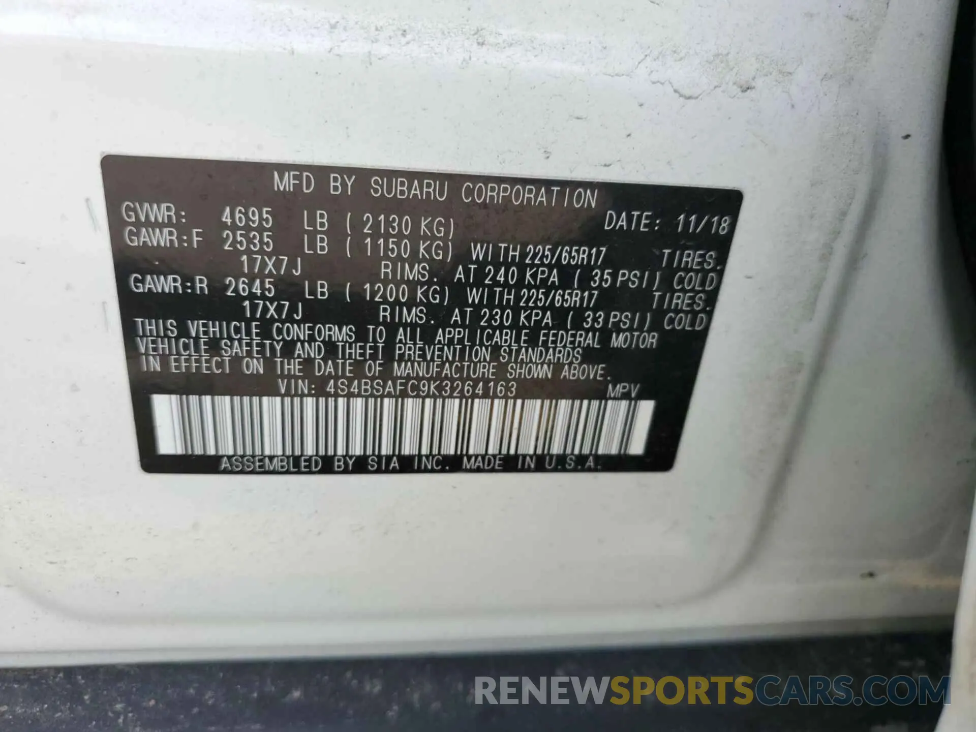 21 Фотография поврежденного автомобиля 4S4BSAFC9K3264163 SUBARU OUTBACK 2019
