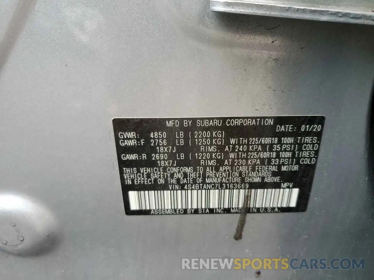 13 Фотография поврежденного автомобиля 4S4BTANC7L3163669 SUBARU OUTBACK 2020