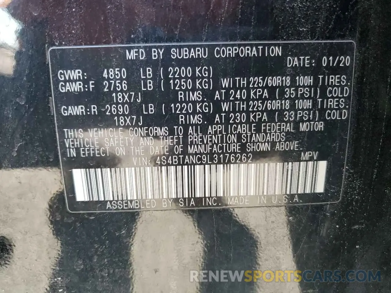 13 Фотография поврежденного автомобиля 4S4BTANC9L3176262 SUBARU OUTBACK 2020