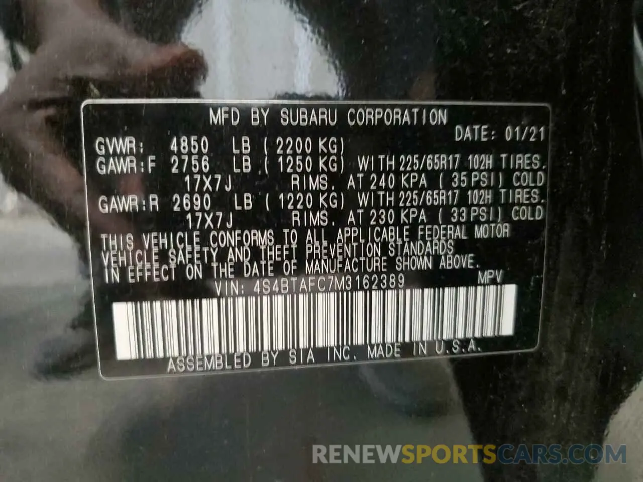 13 Photograph of a damaged car 4S4BTAFC7M3162389 SUBARU OUTBACK 2021