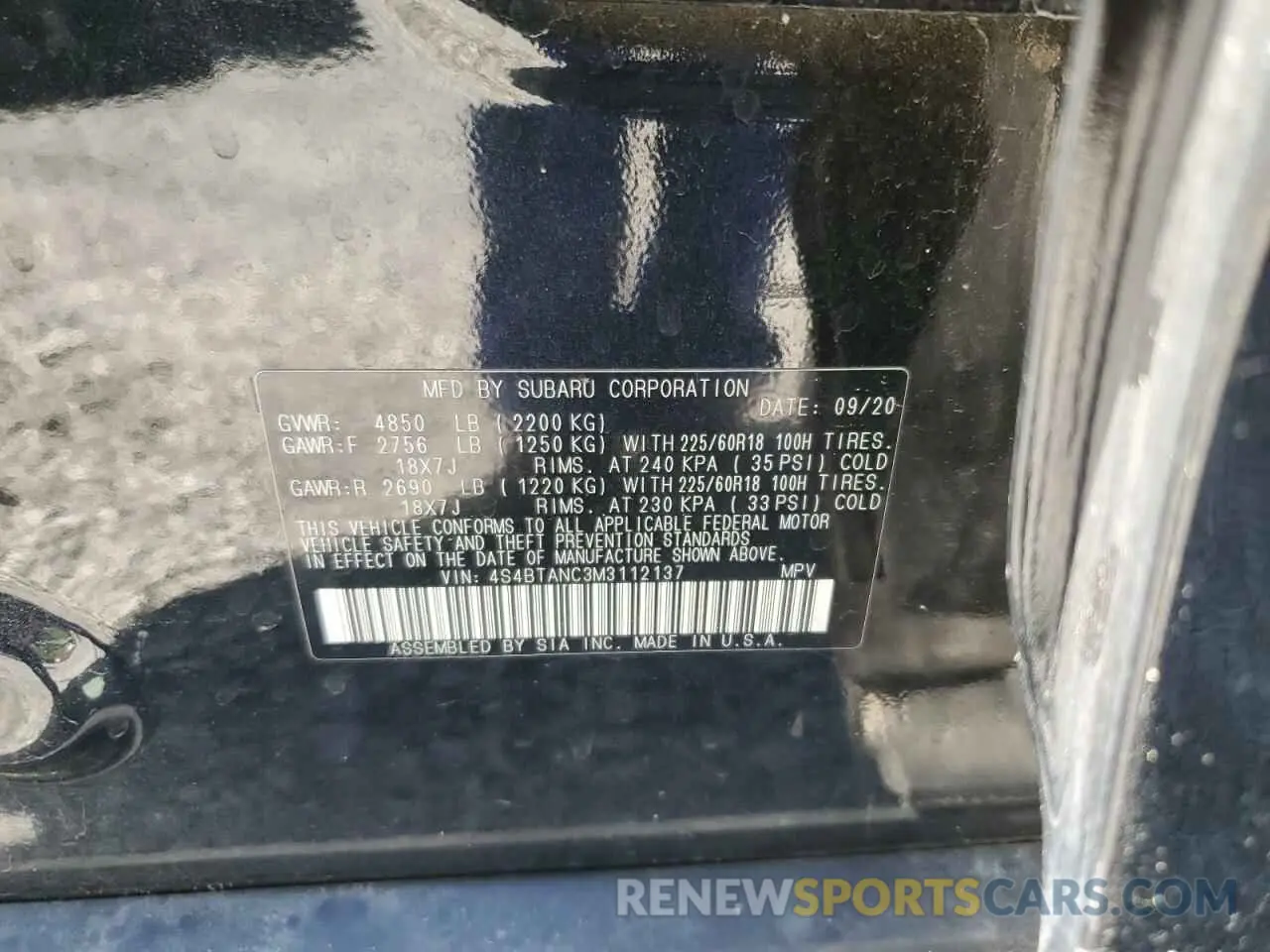 13 Photograph of a damaged car 4S4BTANC3M3112137 SUBARU OUTBACK 2021