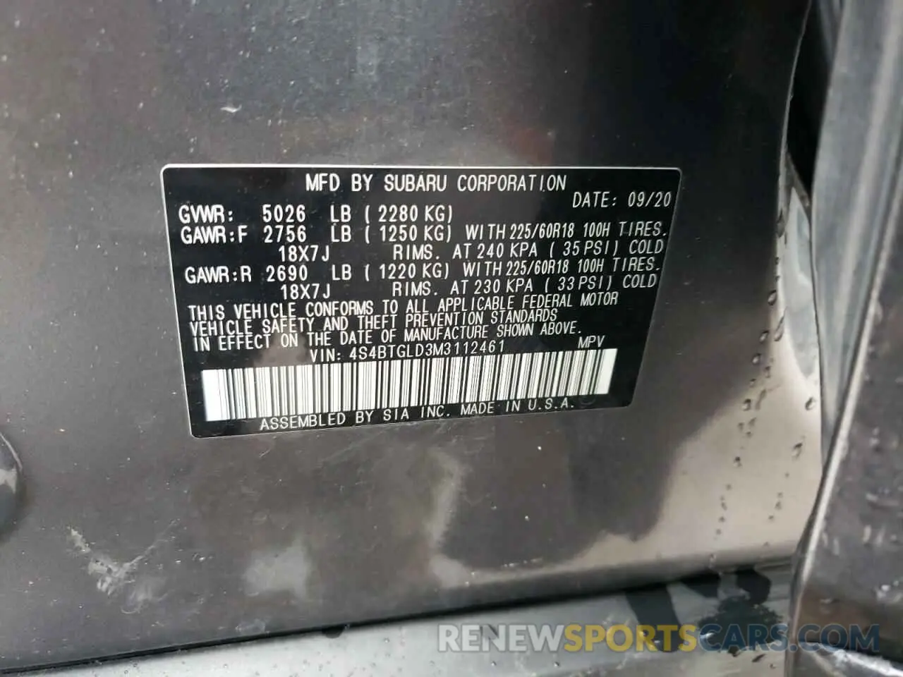 13 Фотография поврежденного автомобиля 4S4BTGLD3M3112461 SUBARU OUTBACK 2021