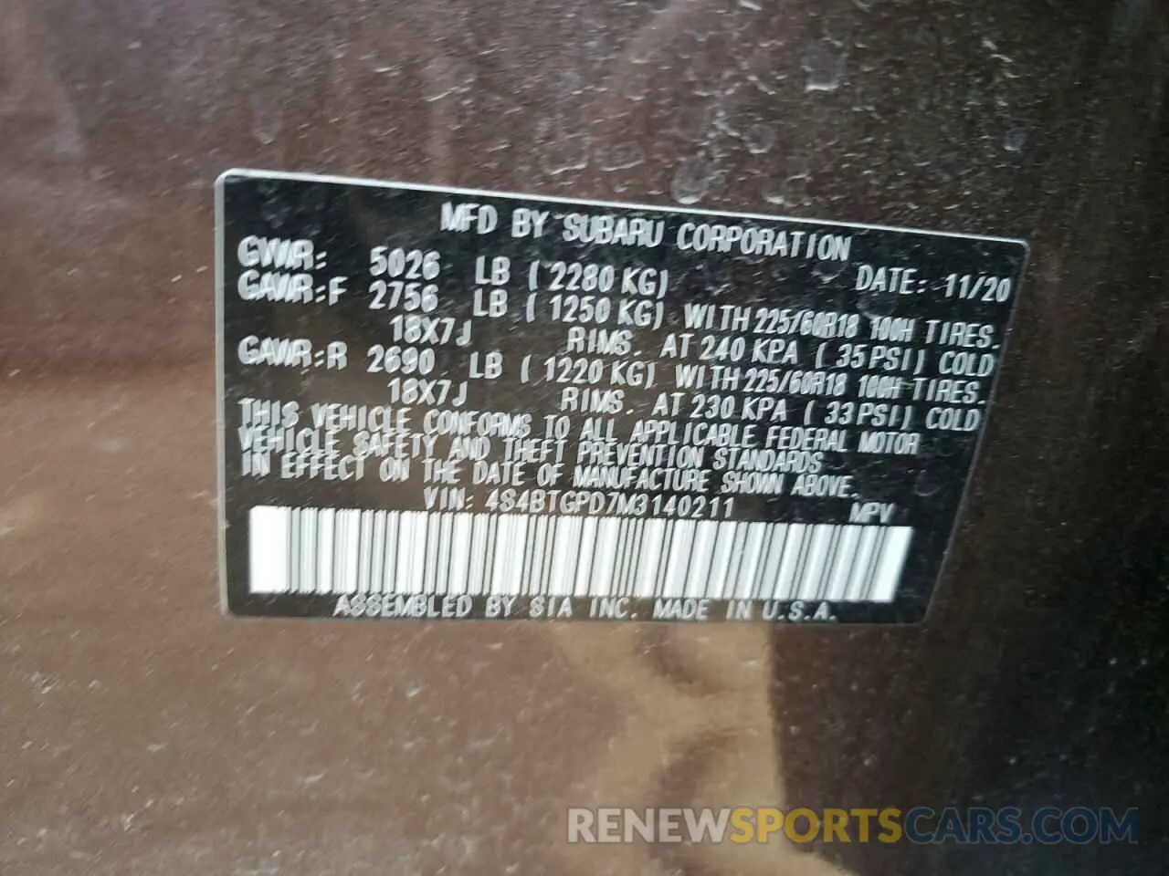 14 Photograph of a damaged car 4S4BTGPD7M3140211 SUBARU OUTBACK 2021