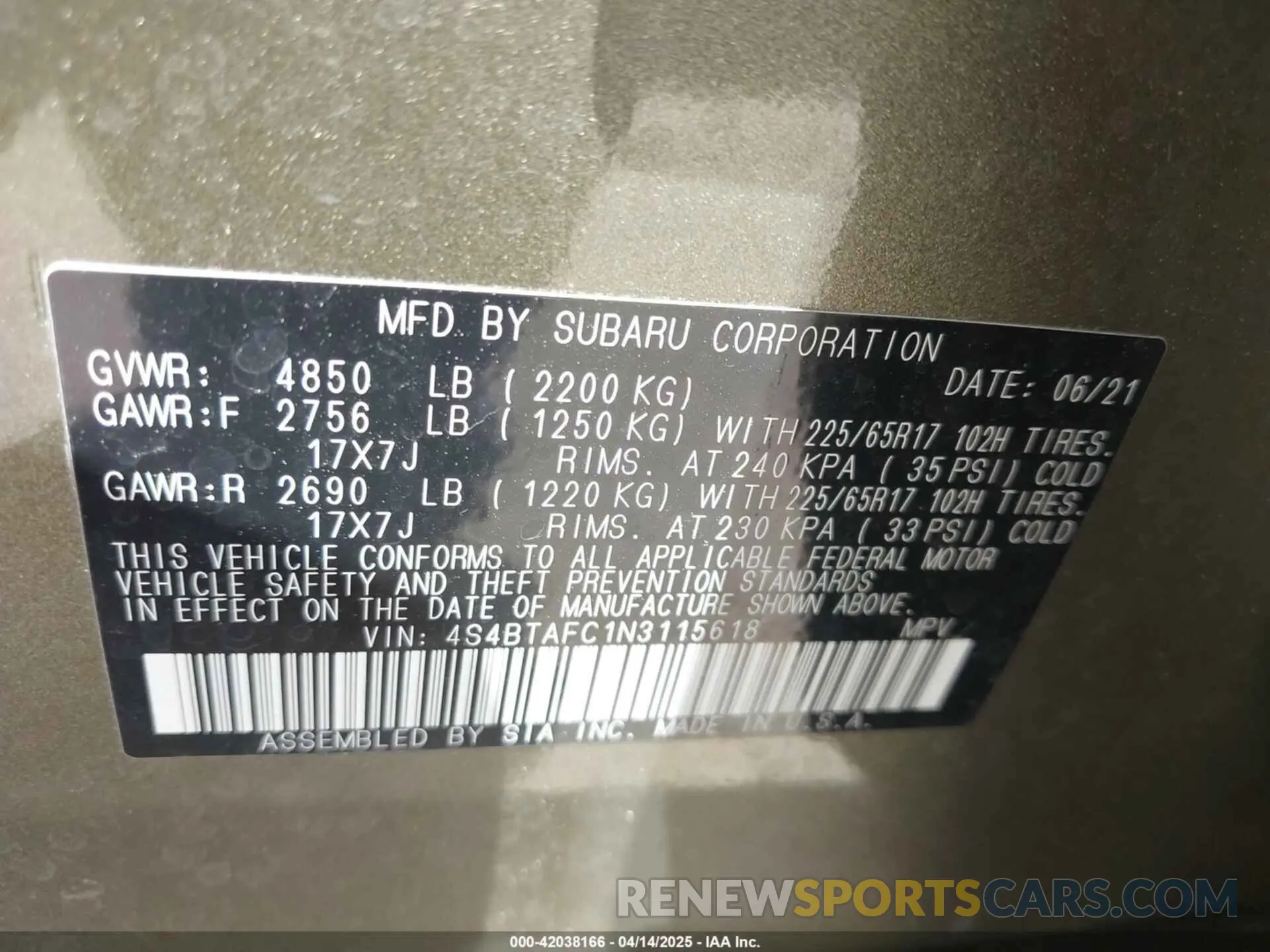 9 Photograph of a damaged car 4S4BTAFC1N3115618 SUBARU OUTBACK 2022