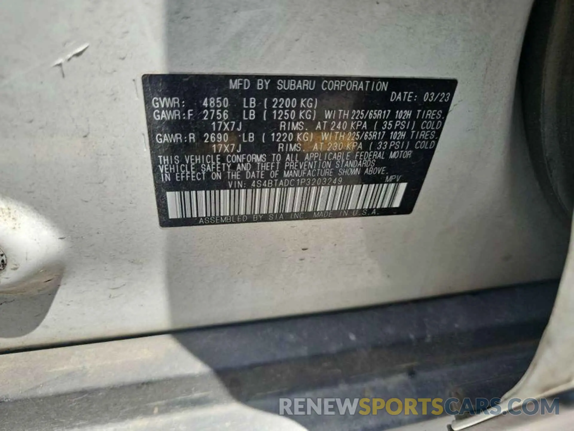 13 Фотография поврежденного автомобиля 4S4BTADC1P3203249 SUBARU OUTBACK 2023
