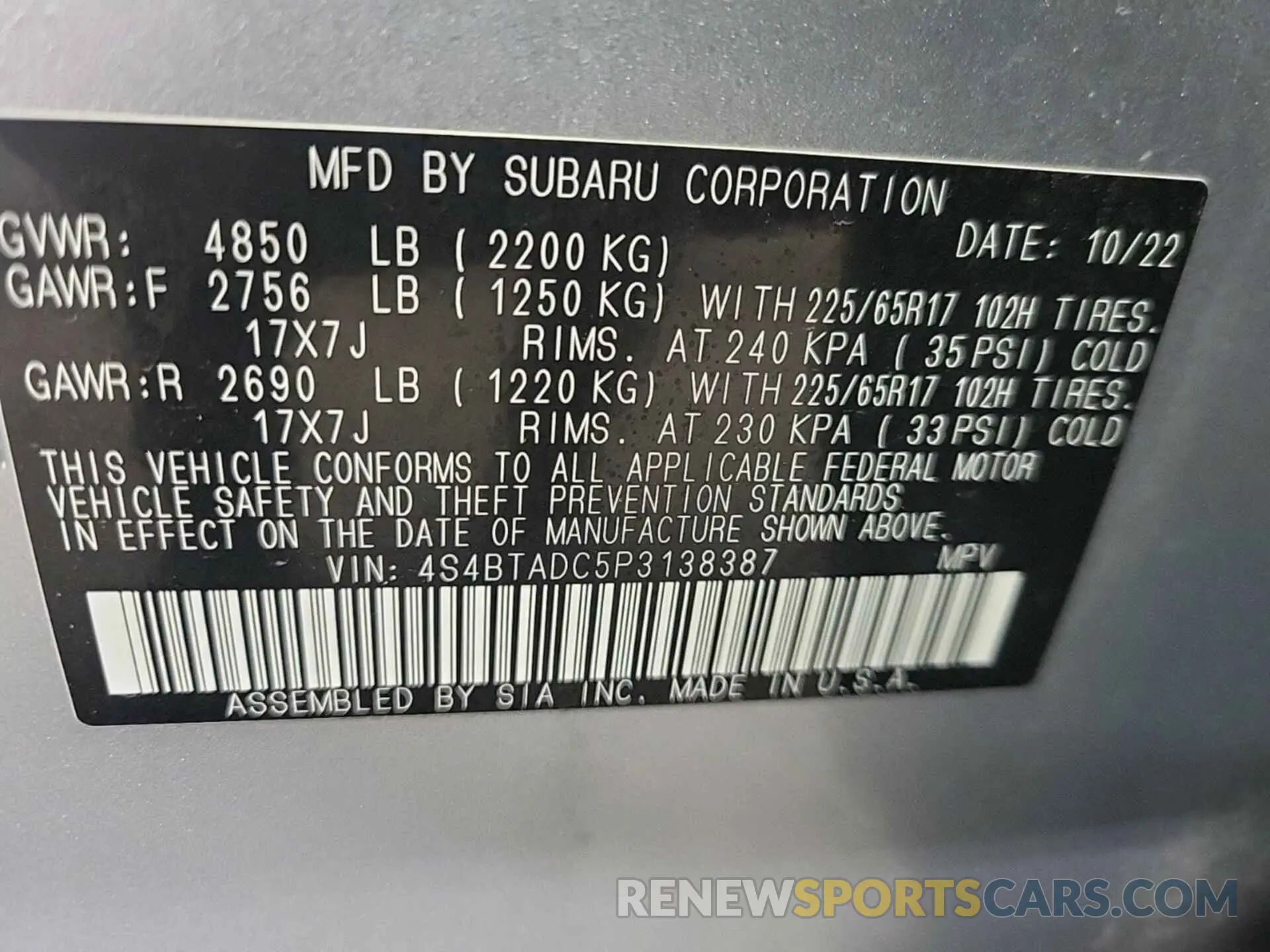35 Photograph of a damaged car 4S4BTADC5P3138387 SUBARU OUTBACK 2023