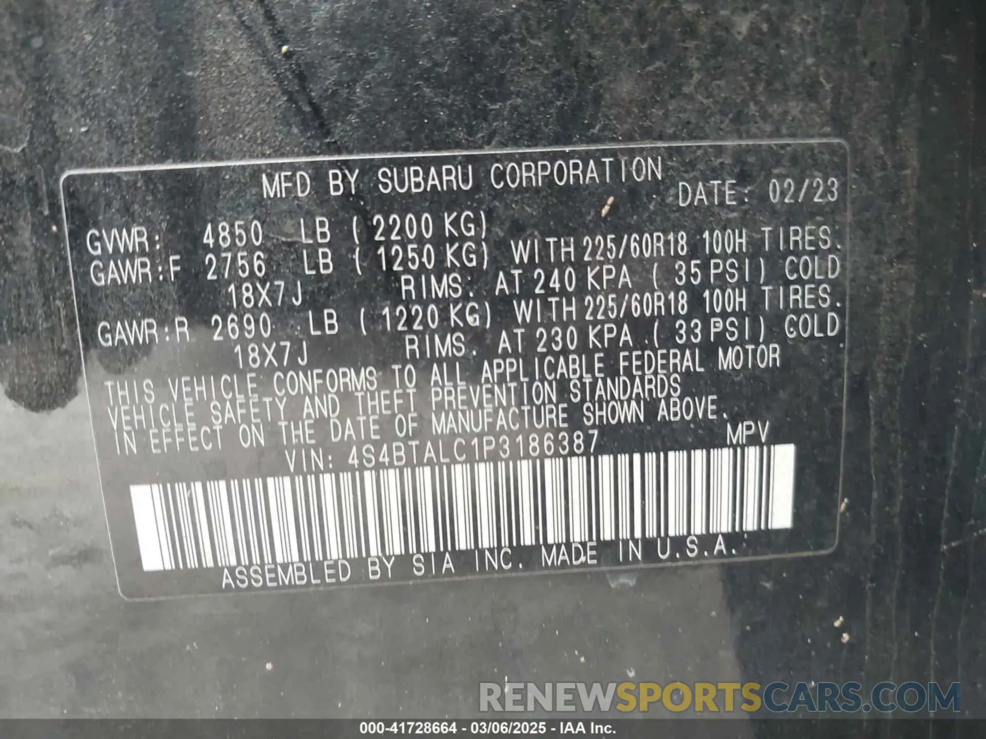 9 Photograph of a damaged car 4S4BTALC1P3186387 SUBARU OUTBACK 2023