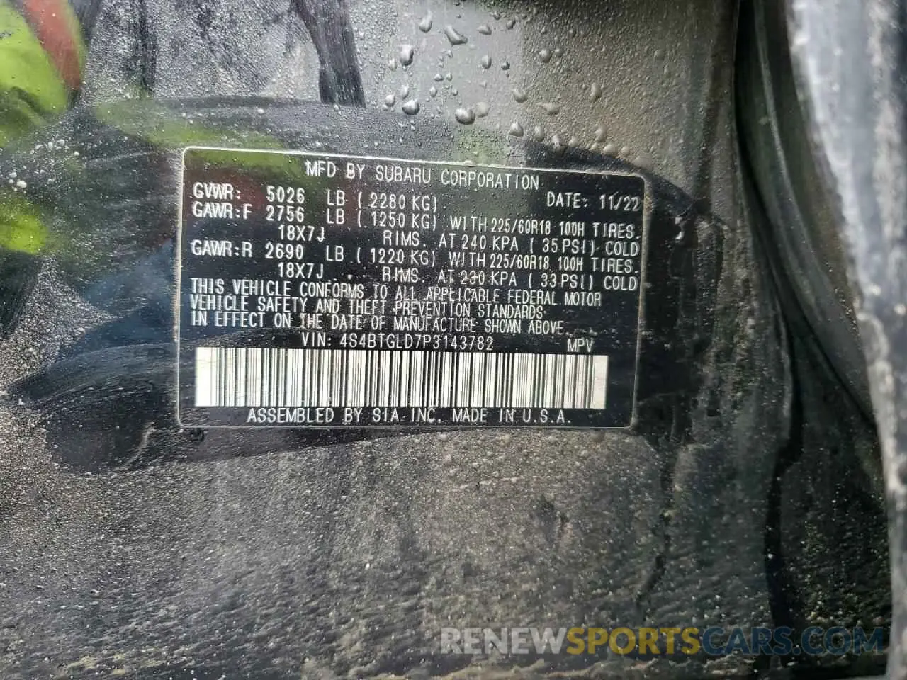 14 Фотография поврежденного автомобиля 4S4BTGLD7P3143782 SUBARU OUTBACK 2023