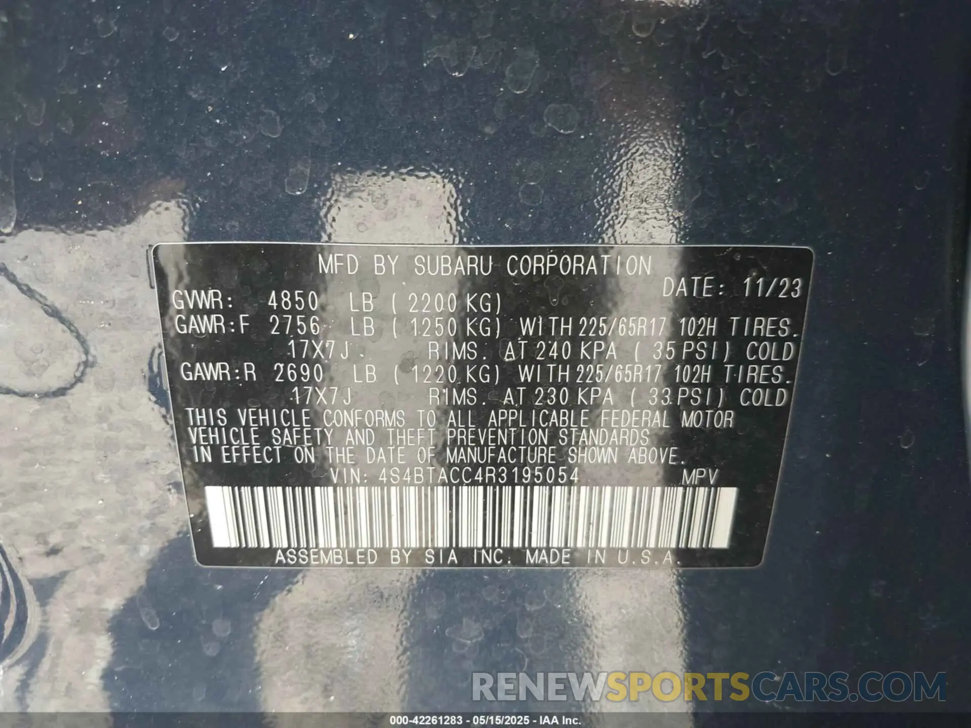 9 Photograph of a damaged car 4S4BTACC4R3195054 SUBARU OUTBACK 2024