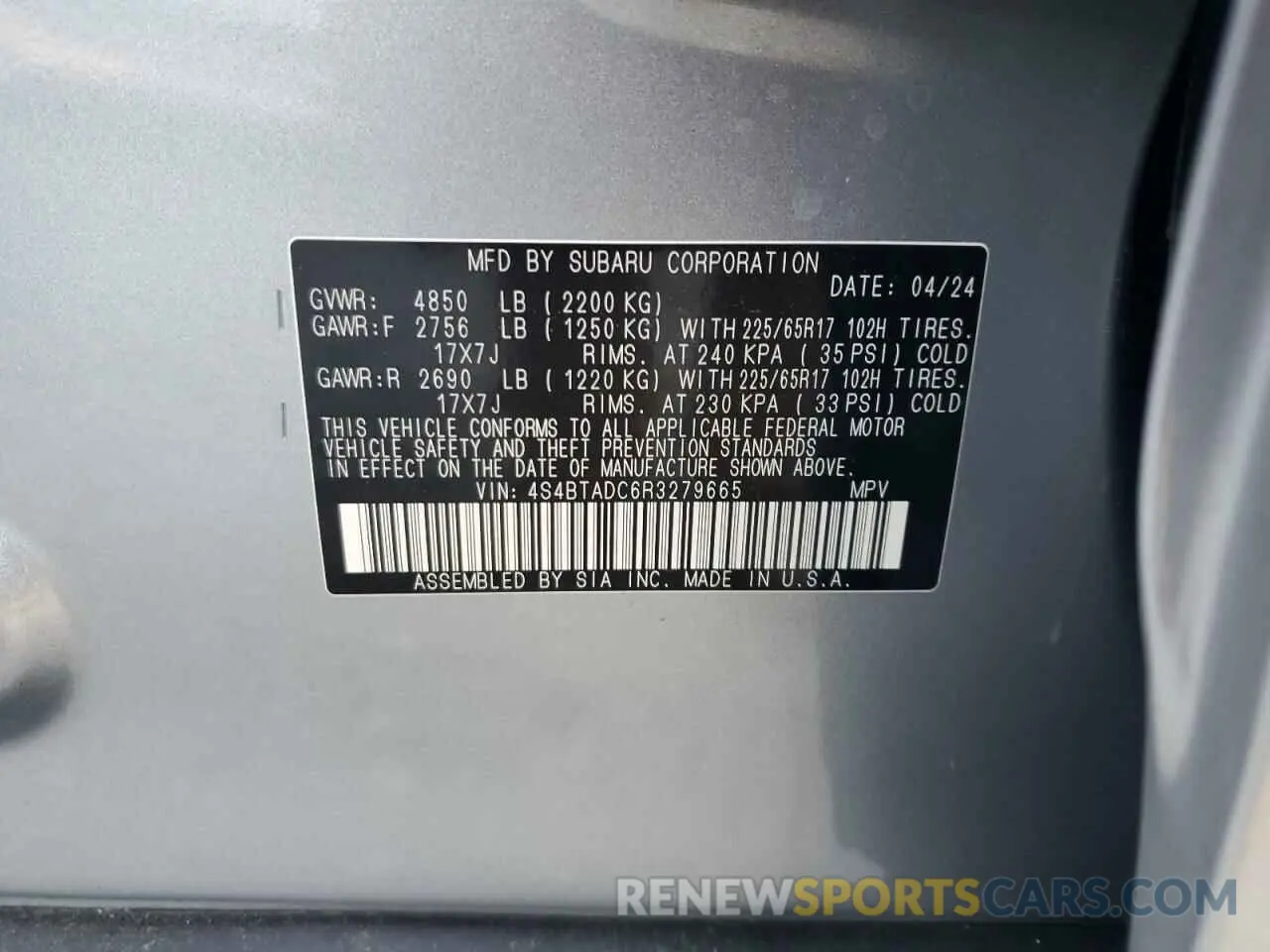 14 Photograph of a damaged car 4S4BTADC6R3279665 SUBARU OUTBACK 2024