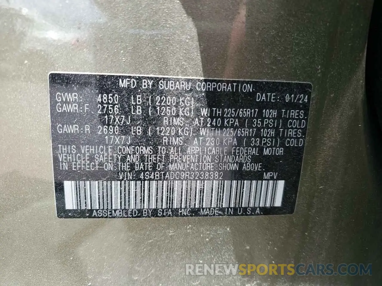 13 Фотография поврежденного автомобиля 4S4BTADC9R3238382 SUBARU OUTBACK 2024