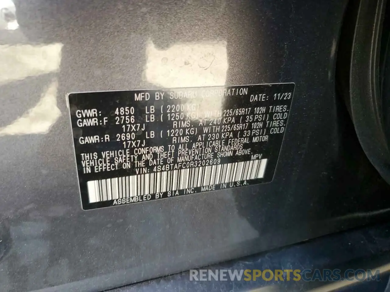 13 Фотография поврежденного автомобиля 4S4BTAFC0R3202609 SUBARU OUTBACK 2024