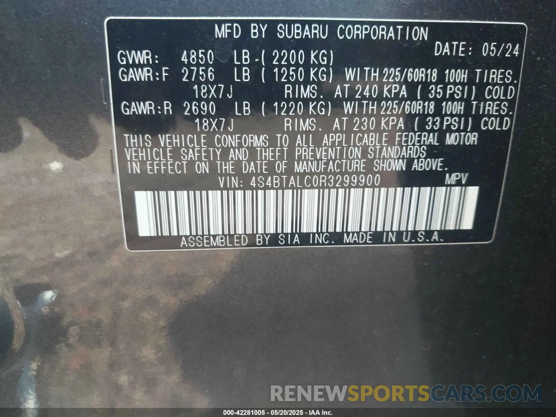 9 Photograph of a damaged car 4S4BTALC0R3299900 SUBARU OUTBACK 2024