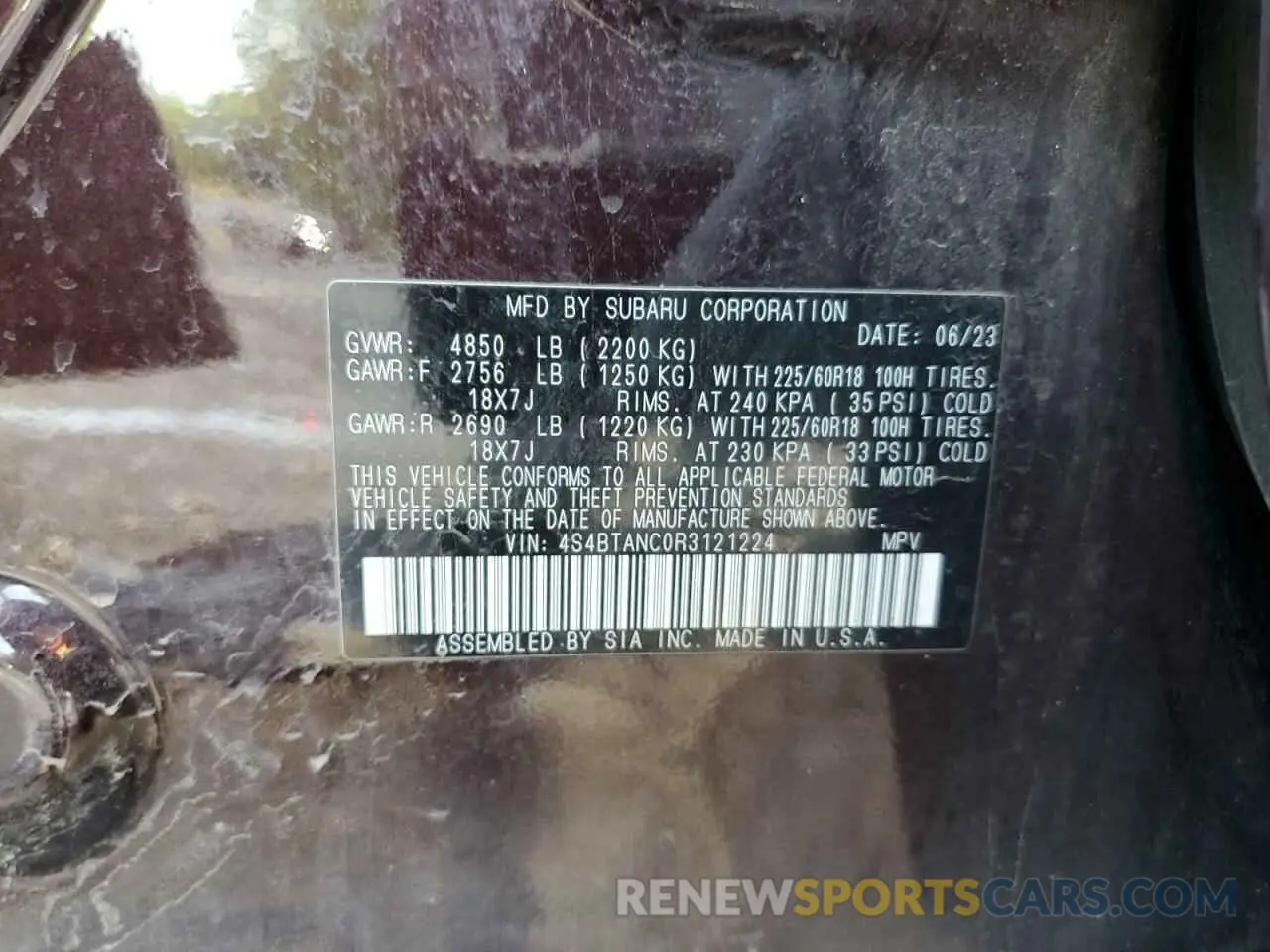 13 Фотография поврежденного автомобиля 4S4BTANC0R3121224 SUBARU OUTBACK 2024