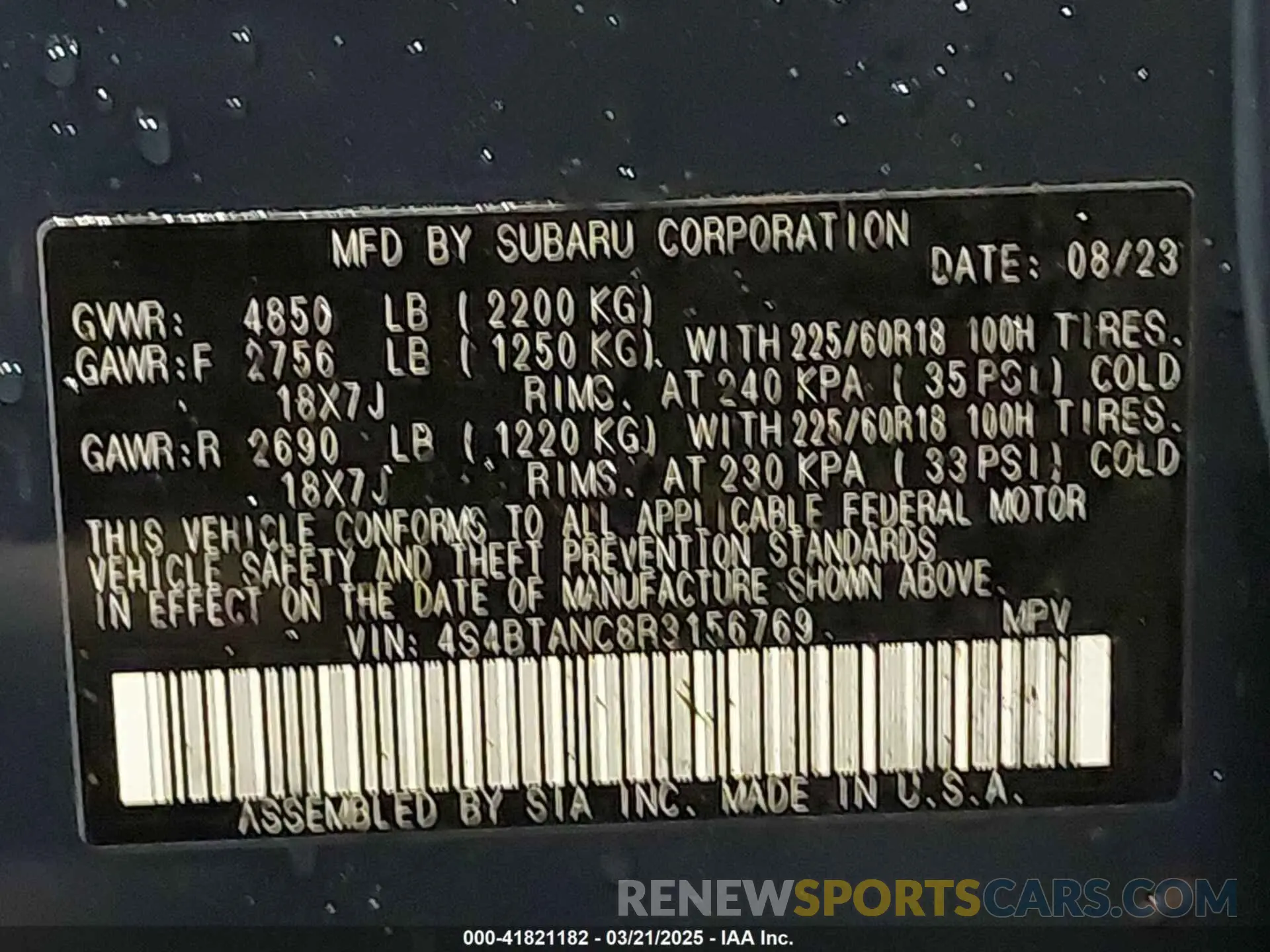 9 Фотография поврежденного автомобиля 4S4BTANC8R3156769 SUBARU OUTBACK 2024
