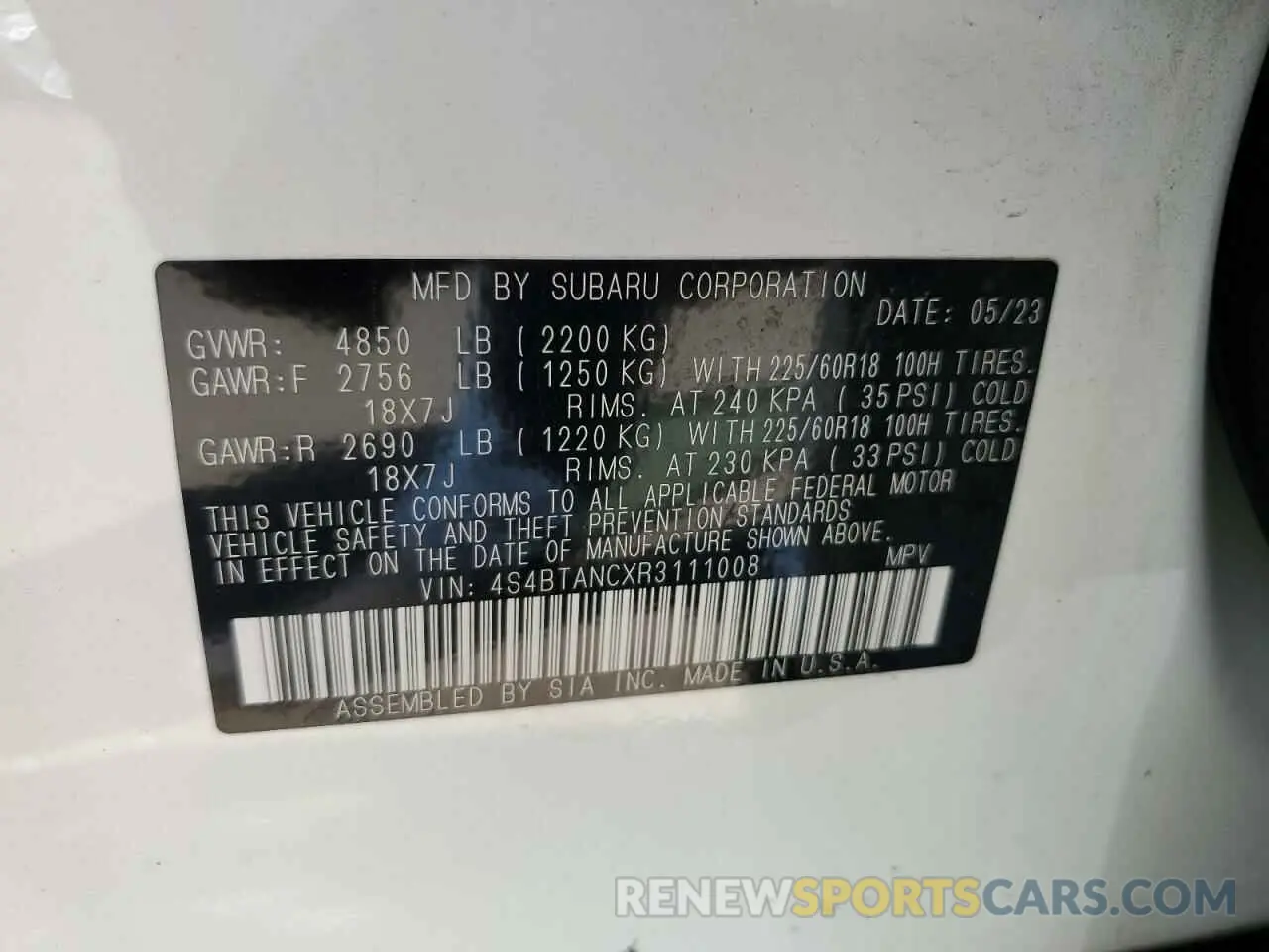 13 Фотография поврежденного автомобиля 4S4BTANCXR3111008 SUBARU OUTBACK 2024