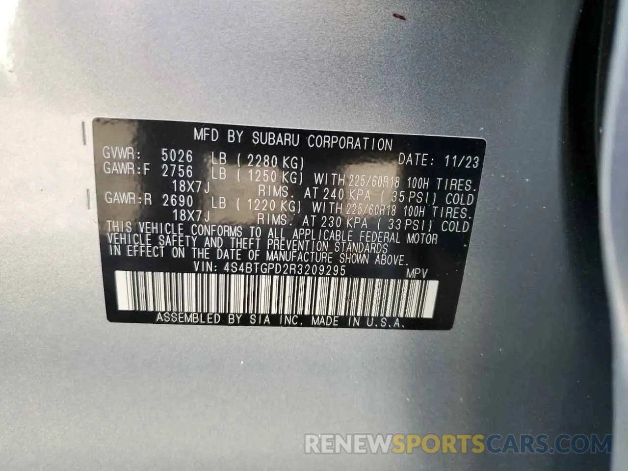 13 Photograph of a damaged car 4S4BTGPD2R3209295 SUBARU OUTBACK 2024