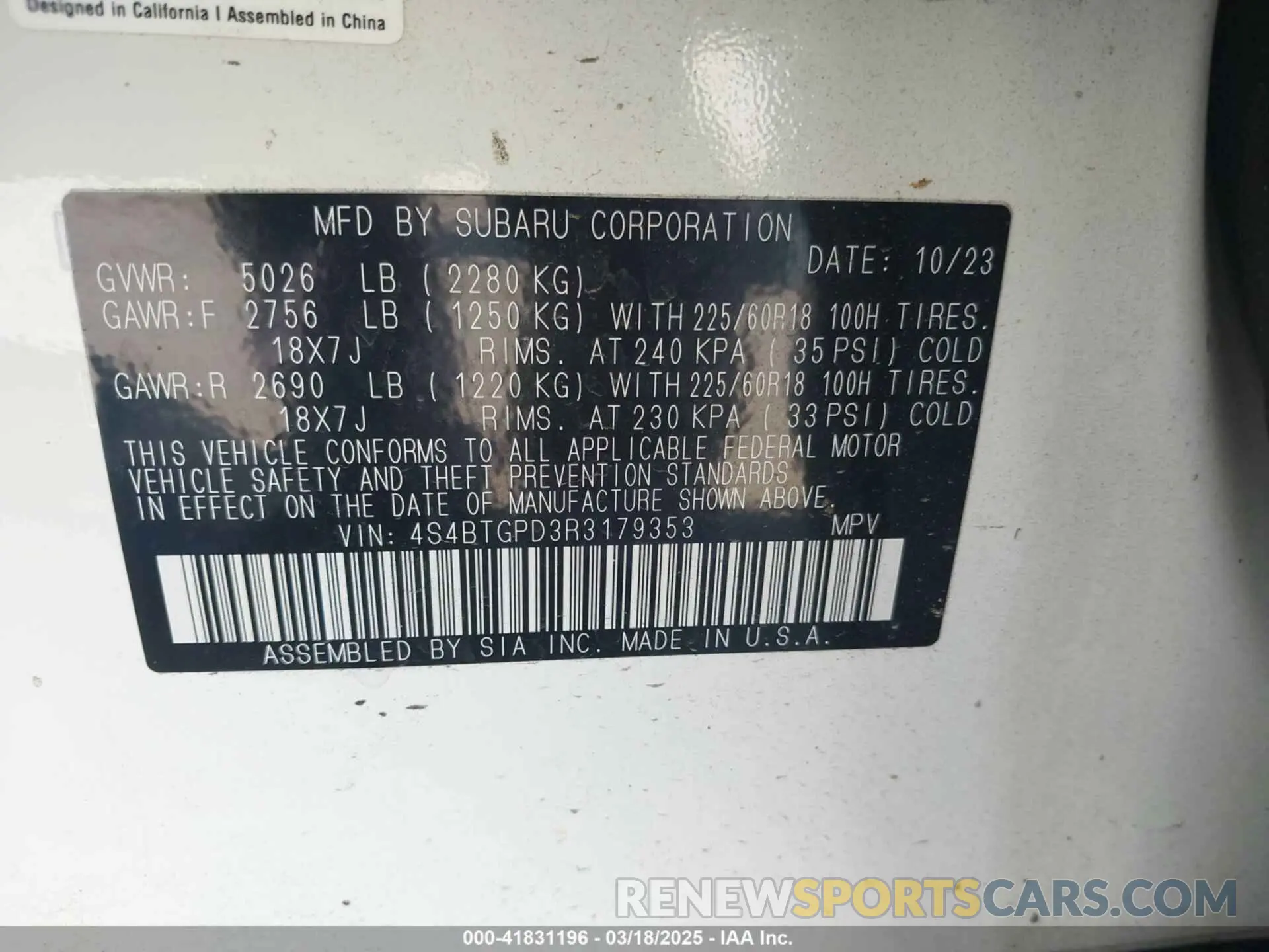 9 Photograph of a damaged car 4S4BTGPD3R3179353 SUBARU OUTBACK 2024