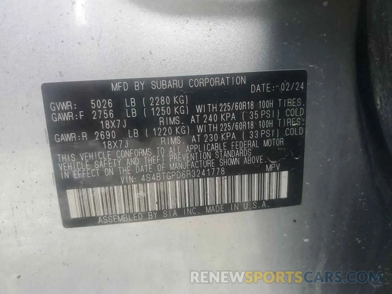 13 Photograph of a damaged car 4S4BTGPD6R3241778 SUBARU OUTBACK 2024