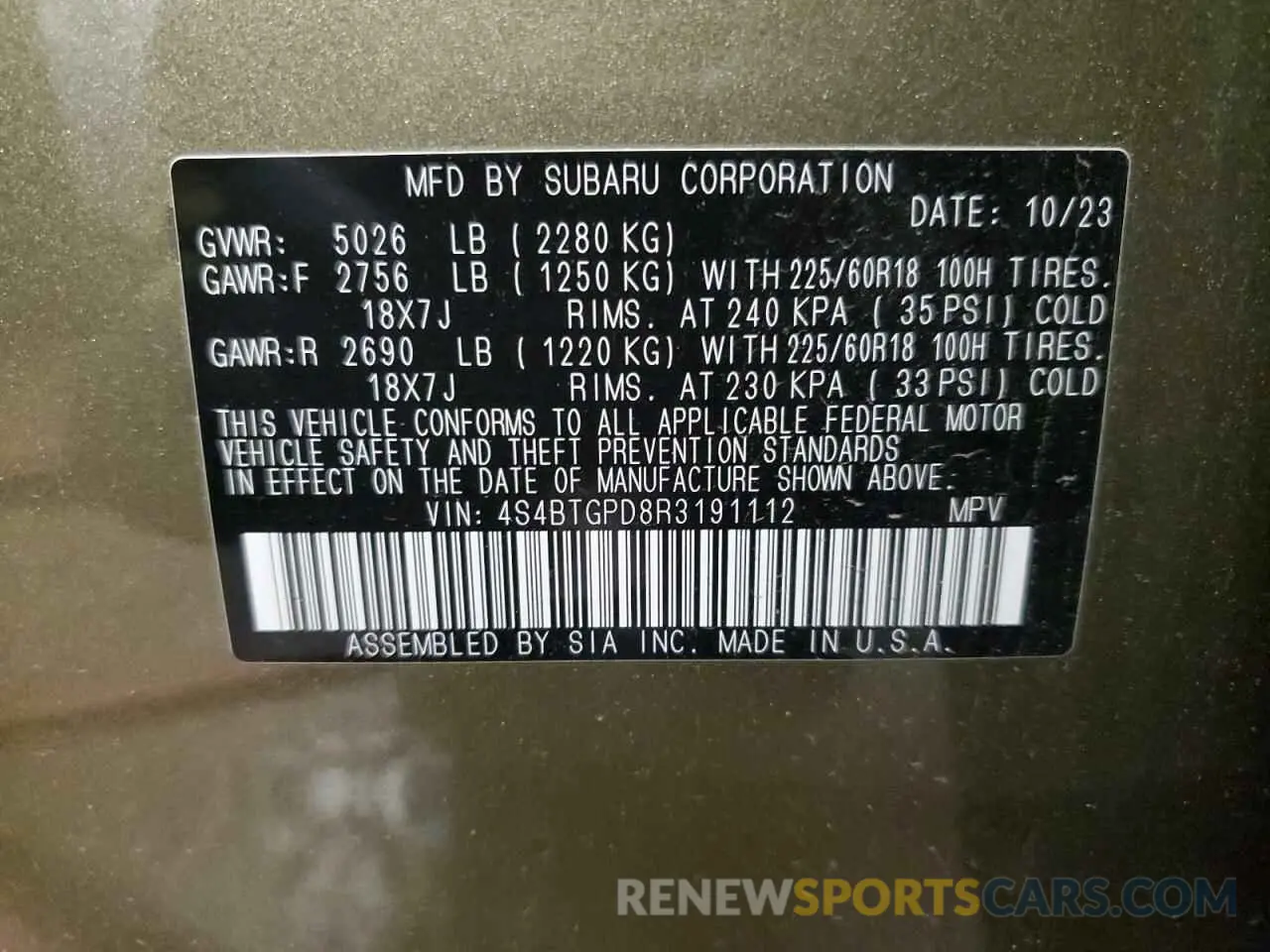 13 Фотография поврежденного автомобиля 4S4BTGPD8R3191112 SUBARU OUTBACK 2024
