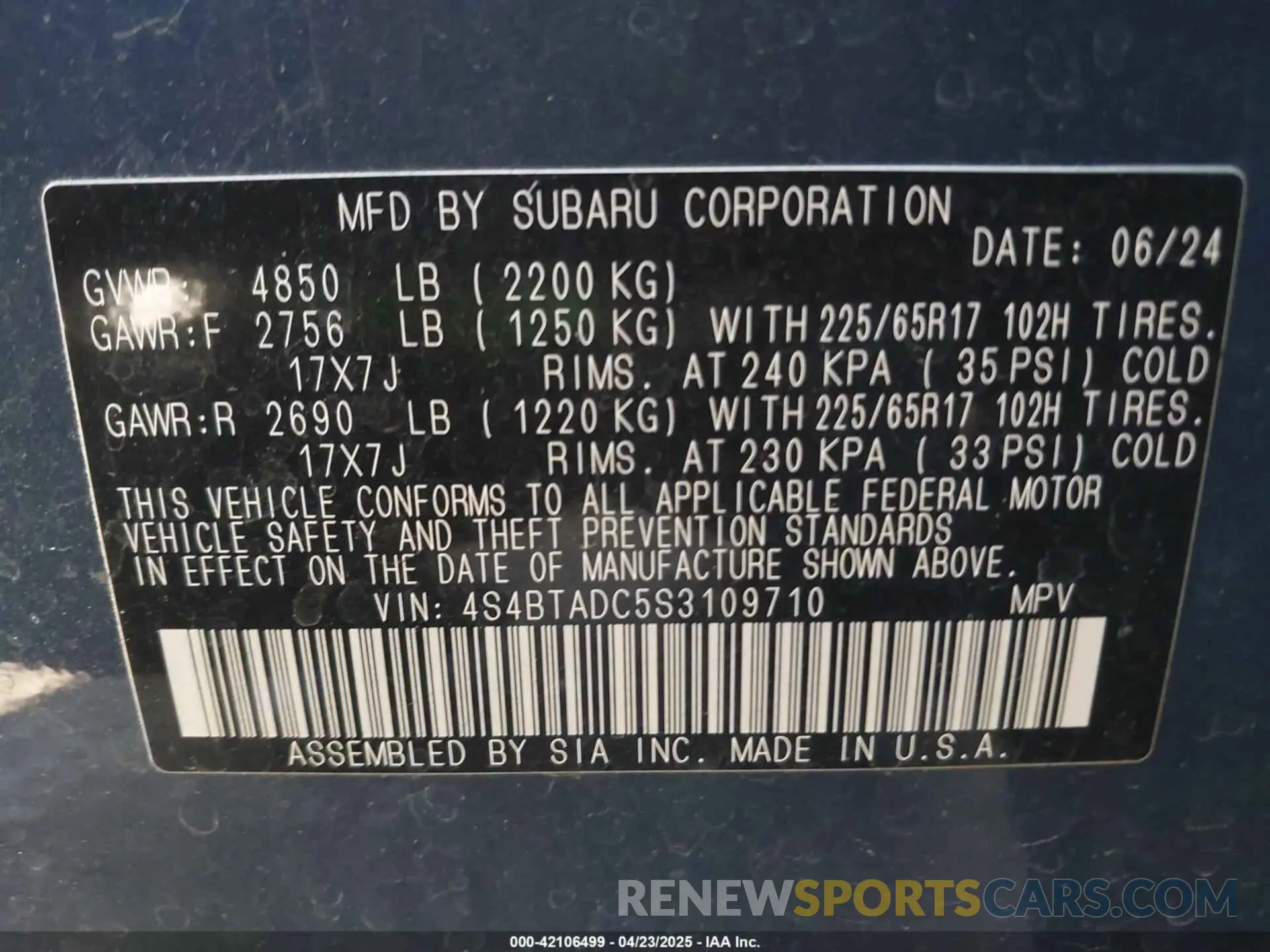 9 Photograph of a damaged car 4S4BTADC5S3109710 SUBARU OUTBACK 2025