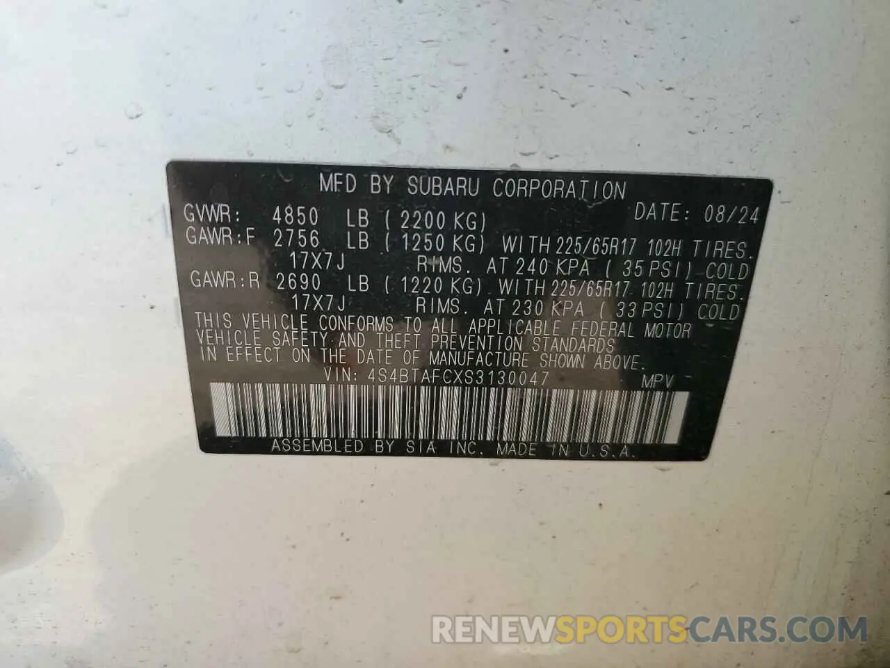 15 Photograph of a damaged car 4S4BTAFCXS3130047 SUBARU OUTBACK 2025