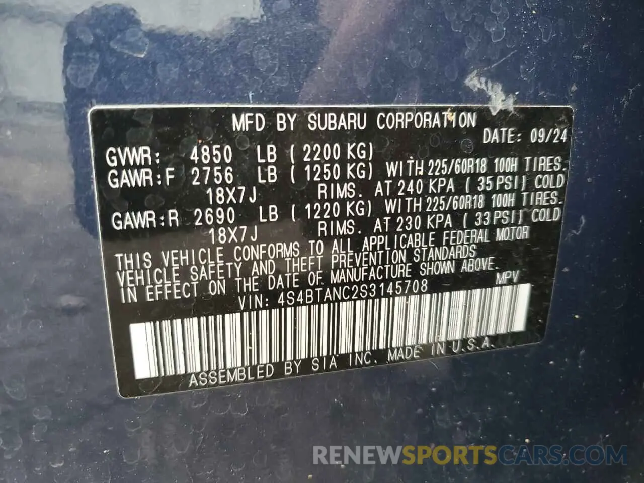 14 Photograph of a damaged car 4S4BTANC2S3145708 SUBARU OUTBACK 2025