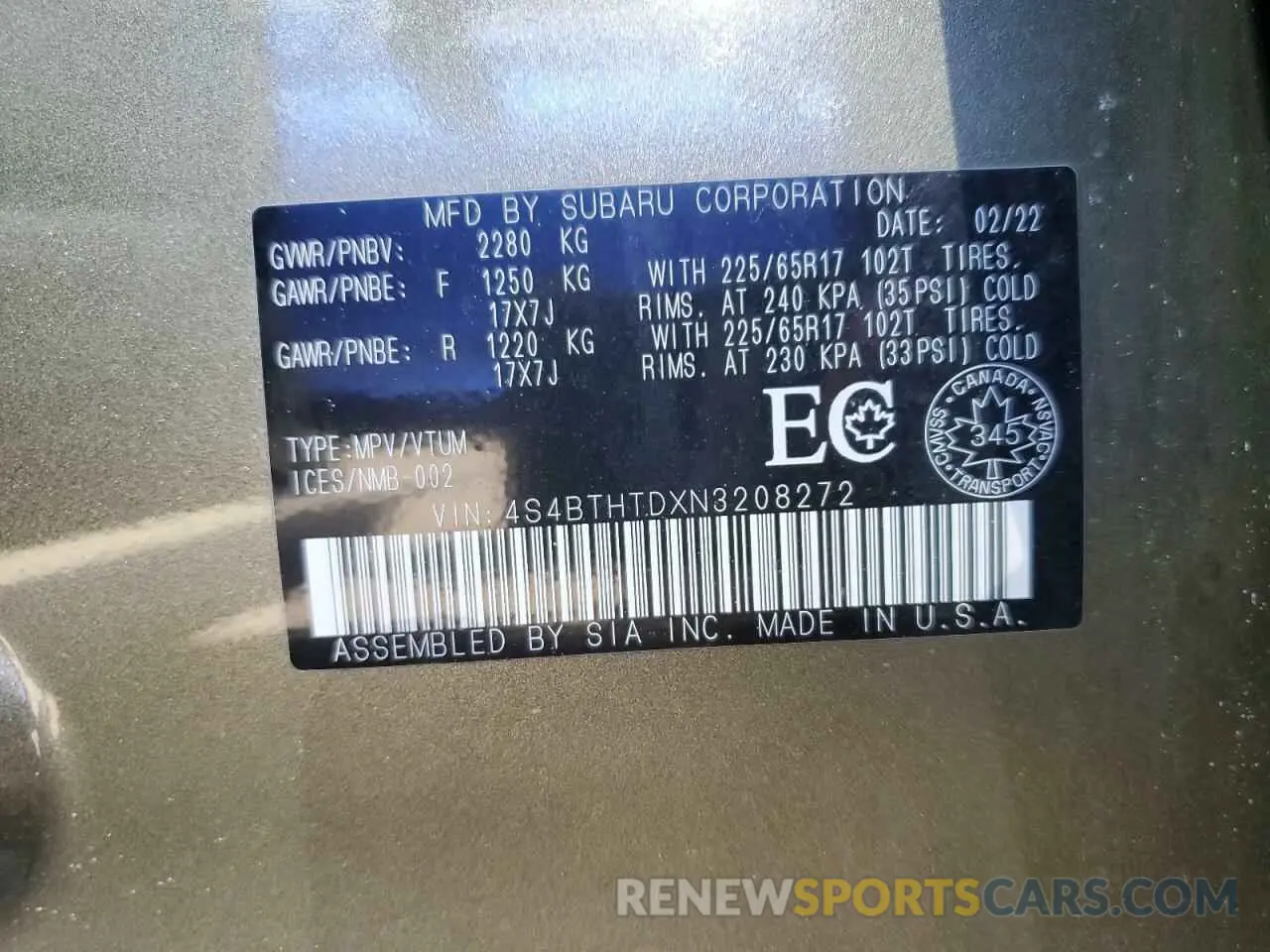 14 Фотография поврежденного автомобиля 4S4BTHTDXN3208272 SUBARU OUTBACK WI 2022