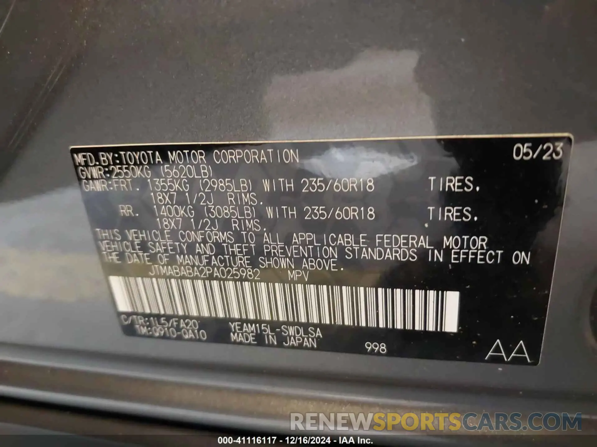 9 Фотография поврежденного автомобиля JTMABABA2PA025982 SUBARU SOLTERRA 2023
