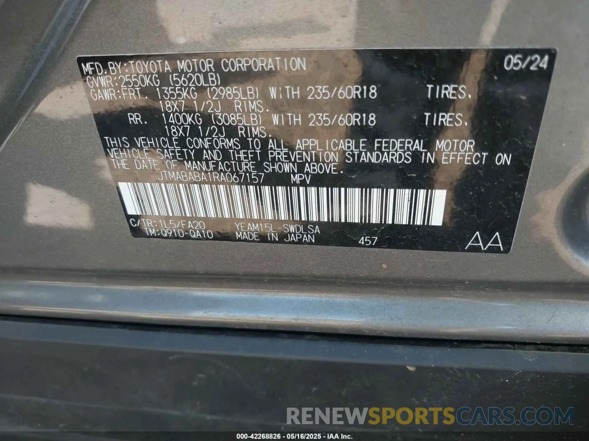 9 Фотография поврежденного автомобиля JTMABABA1RA067157 SUBARU SOLTERRA 2024