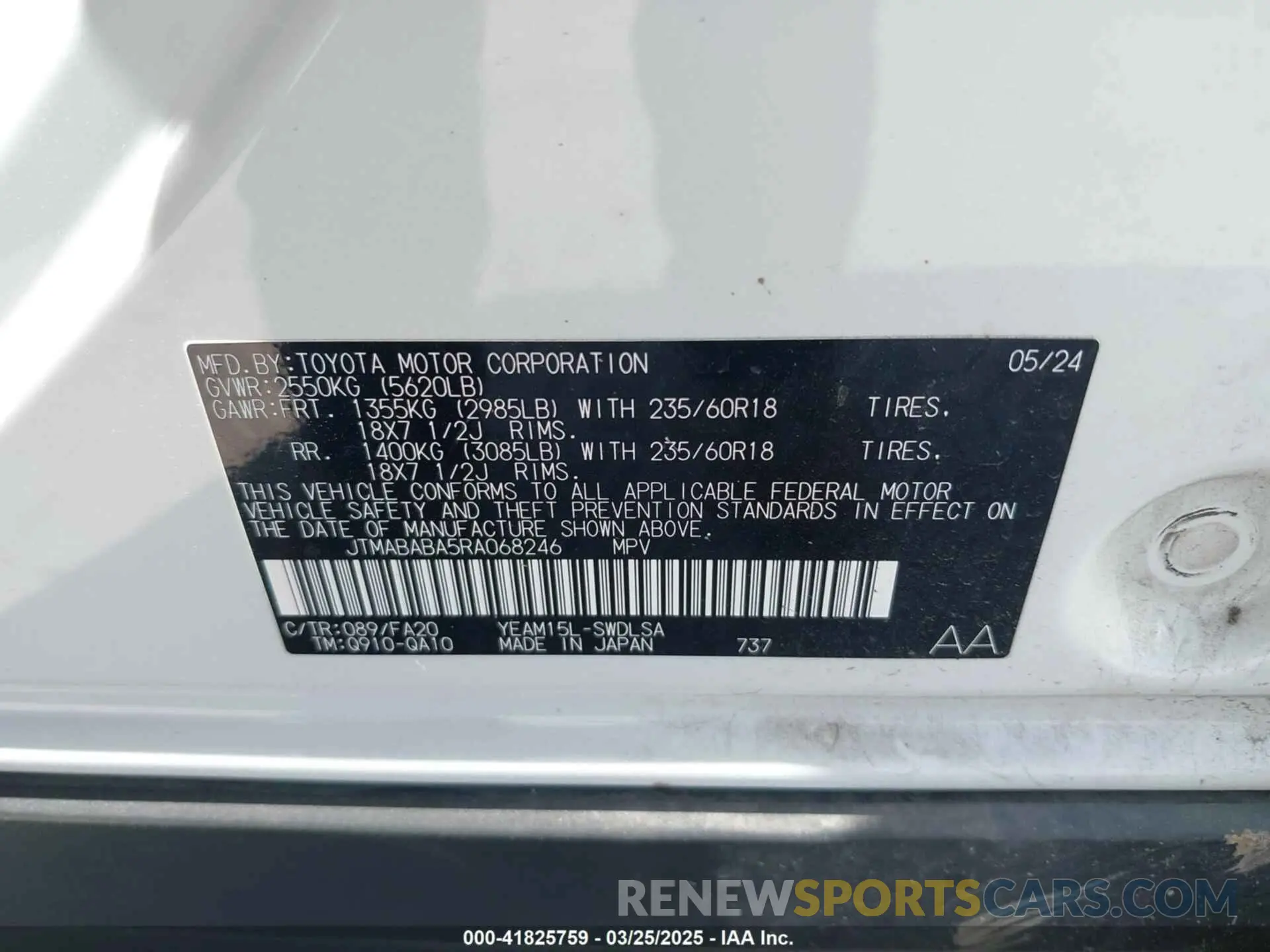9 Photograph of a damaged car JTMABABA5RA068246 SUBARU SOLTERRA 2024