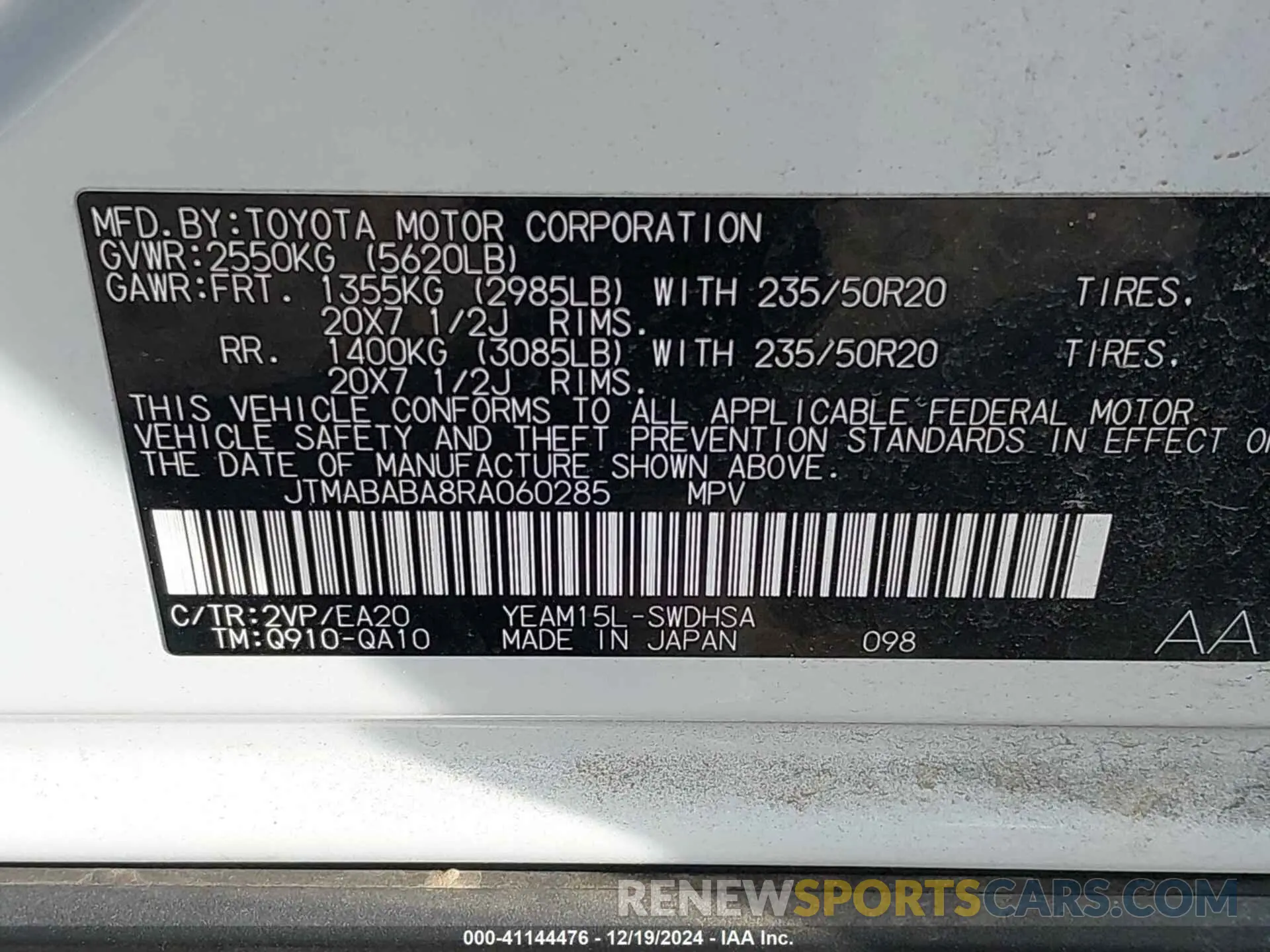9 Фотография поврежденного автомобиля JTMABABA8RA060285 SUBARU SOLTERRA 2024