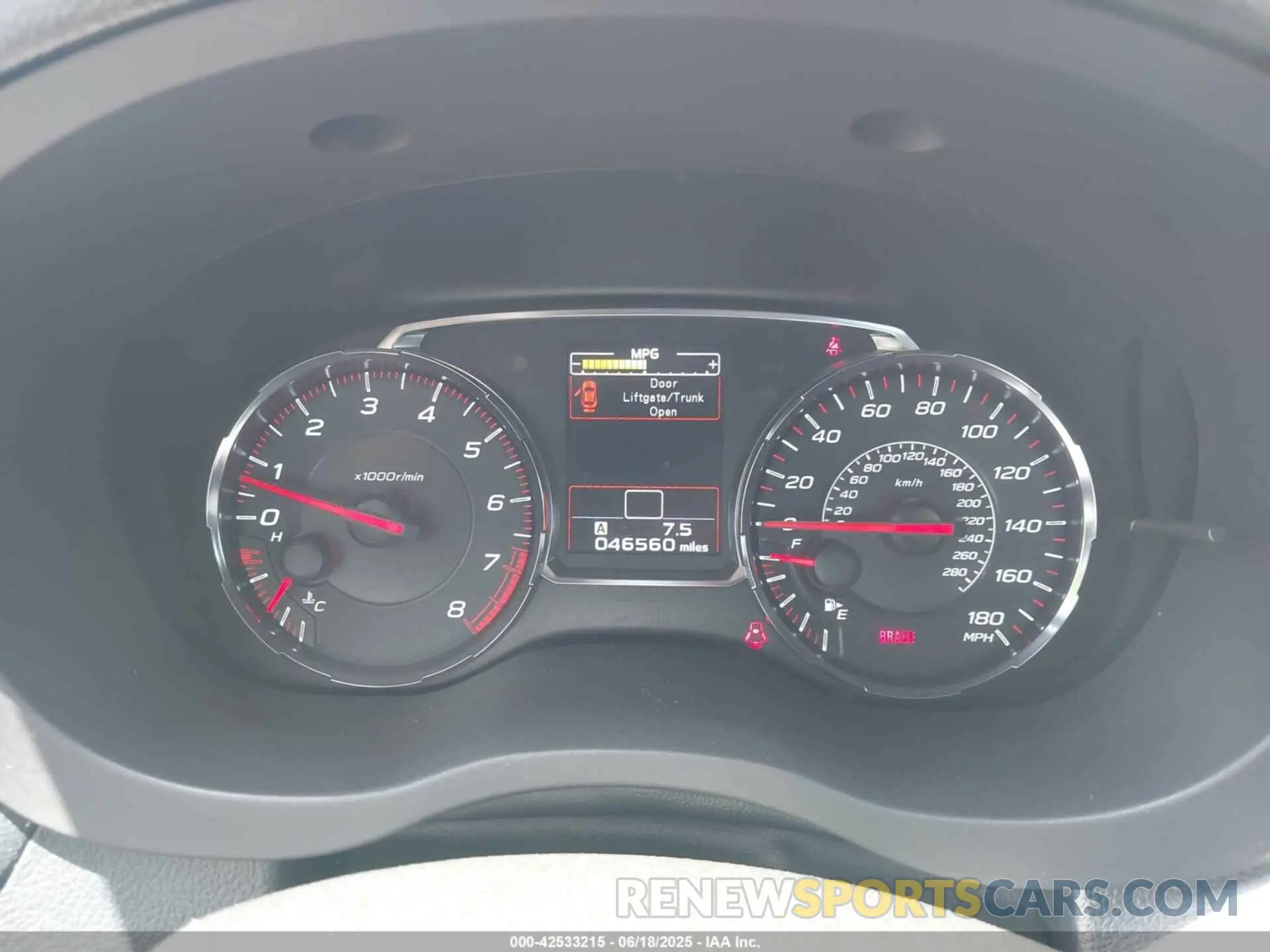 7 Photograph of a damaged car JF1VA1A67K9831432 SUBARU WRX 2019