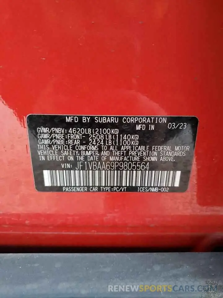 12 Фотография поврежденного автомобиля JF1VBAA69P9805564 SUBARU WRX 2023